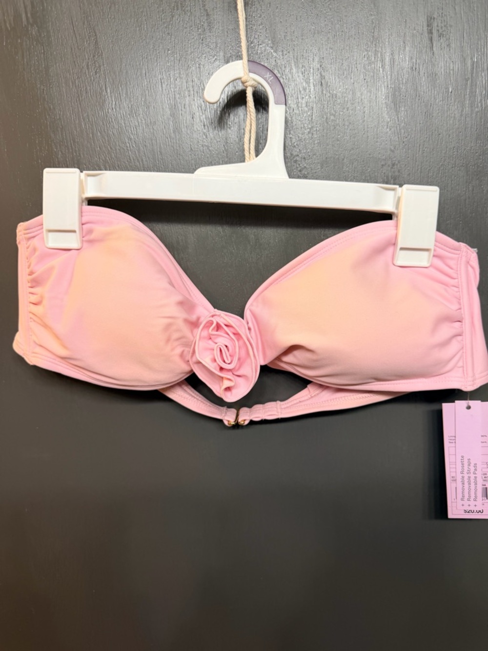 wild fable Pink Strapless Bandeau Bikini Top with Rosette